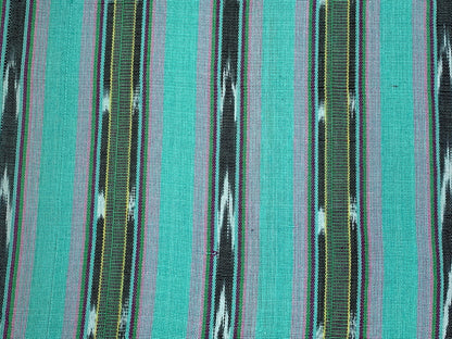 Guatemalan Handwoven Mint Green & Pink Ikat Stripes