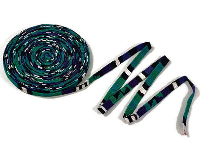 Hand Woven 1/2 Inch Wide Guatemalan Belt, Purse Strap, Sash Sold by the YARD. Cotton Mayan Toto Belt Textile in Green/Purple/Black Stripes