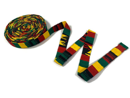 Hand Woven 1 Inch Wide Guatemalan Belt, Purse Strap, Sash by the YARD. Cotton Mayan Toto Belt Textile Rasta Colors Red/Green/Yellow/Black