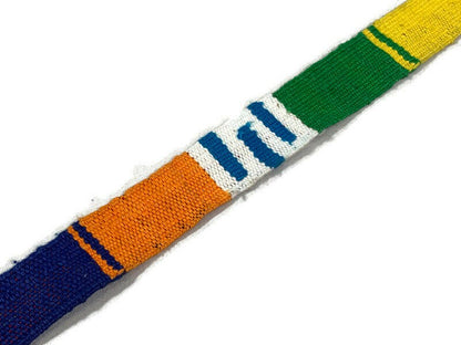 Hand Woven 1.25" Wide Guatemalan Belt, Purse Strap, Sash Sold by the YARD. Cotton Mayan Toto Belt Textile Orange/Green/Yellow/Blue Stripes