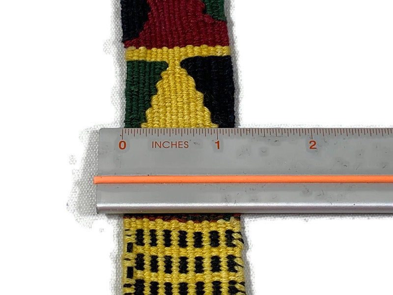 Hand Woven 1.25" Wide Guatemalan Belt, Purse Strap, Sash Sold by the YARD. Cotton Mayan Toto Belt Textile Mustard & Rust Extra Fancy Weave