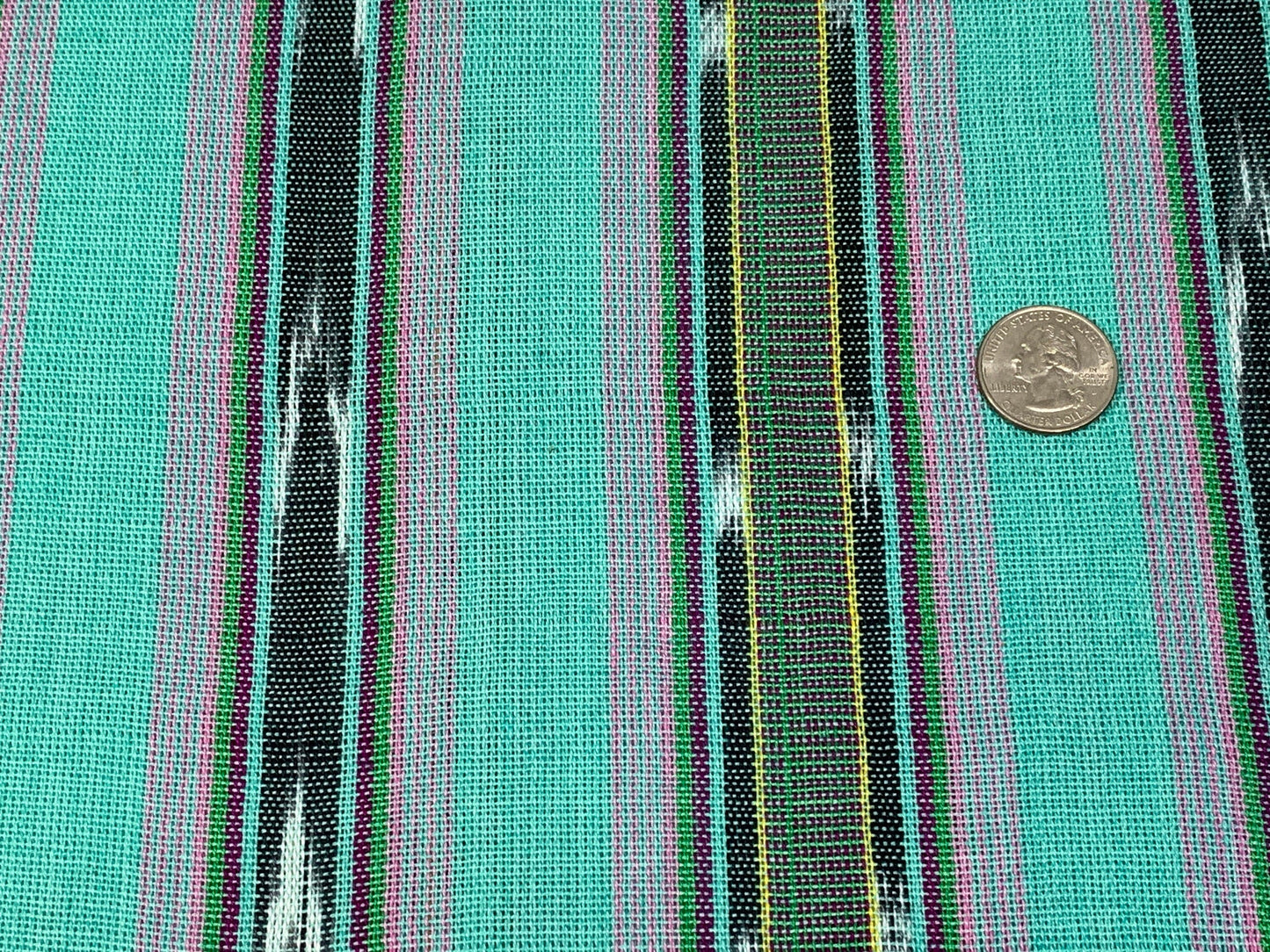 Guatemalan Handwoven Mint Green & Pink Ikat Stripes