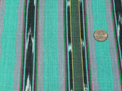 Guatemalan Handwoven Mint Green & Pink Ikat Stripes