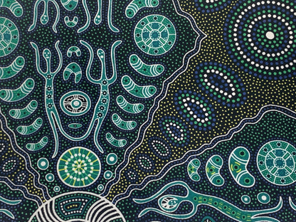 Australian Aboriginal Fabric--6 Piece FAT QUARTER BUNDLE--100% Cotton Quilt Fabric--M&S Green and Orange for quilting, sewing, home décor.