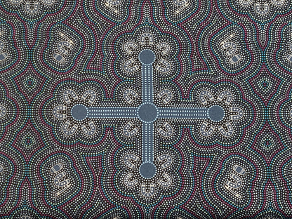 Australian Aboriginal Cotton Quilting Fabric by the YARD. M&S Textiles Ladies Dancing at Ceremony Purple. For quilting, apparel, home décor.