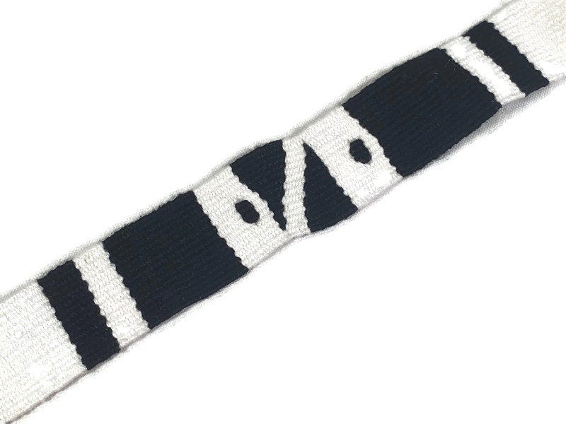 Guatemalan Hand Woven Belt--Black & White with Braided Tassel Ends. 1.25 Inches Wide x 46 Inch Long Cotton Mayan Toto Sash, Strap Textile.