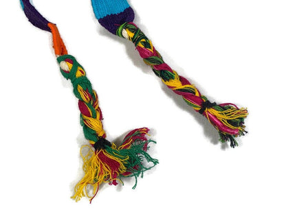 Guatemalan Hand Woven Belt. Bright Turquoise & Assorted Color Braided Tassel Ends. 1.25 Inch Wide x 46 Inch Long Cotton Sash, Strap Textile.