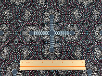 Australian Aboriginal Cotton Quilting Fabric by the YARD. M&S Textiles Ladies Dancing at Ceremony Purple. For quilting, apparel, home décor.