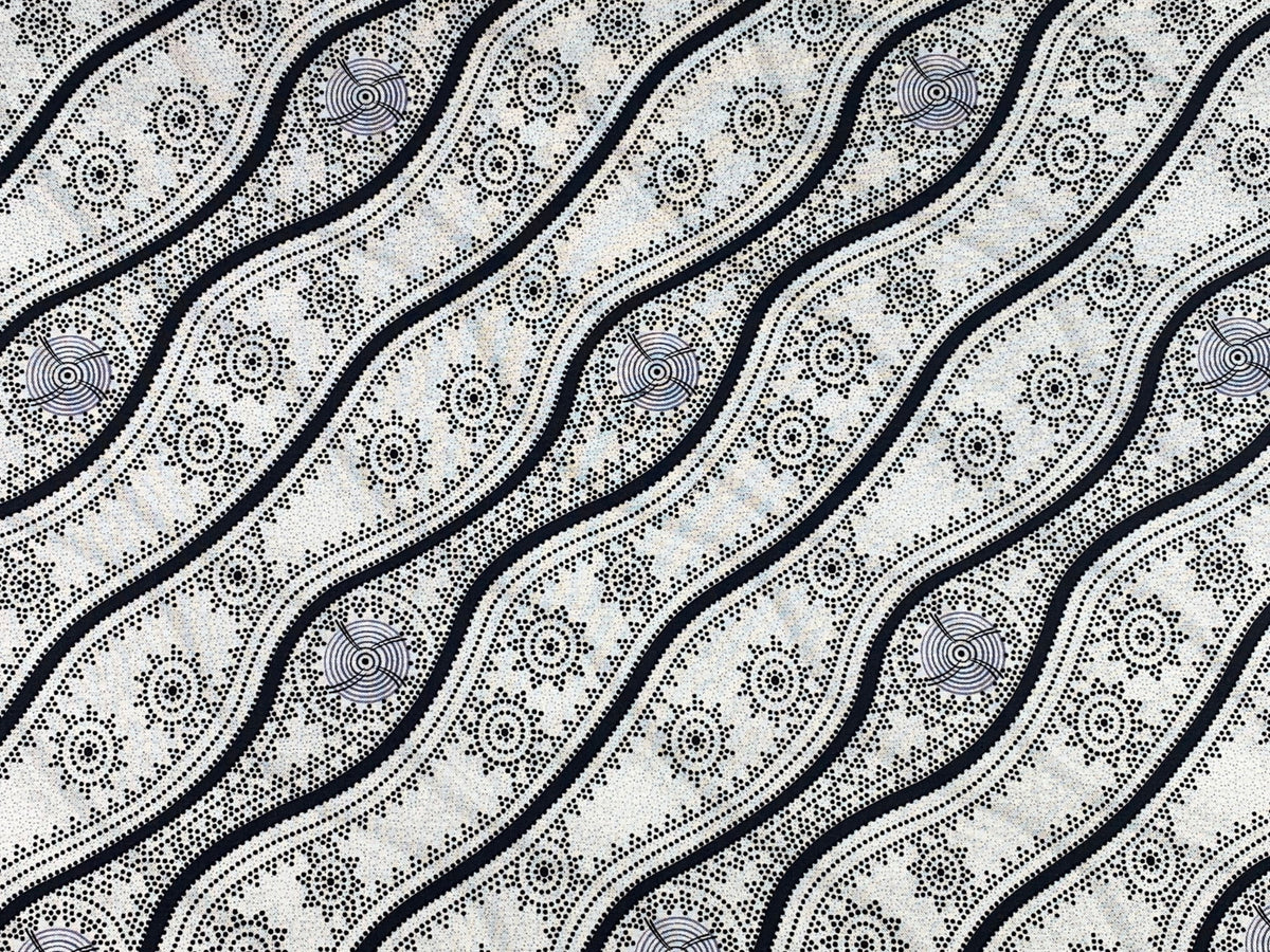 Australian Aboriginal Cotton Quilting Fabric by the YARD. M&S Textiles Stars in the Sky White. For sewing, quilting, apparel, home décor.