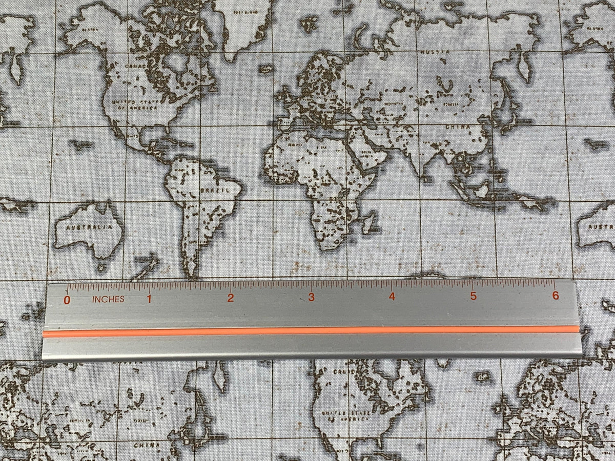 World Map Print Fabric by the Yard. World Globe Seven Seas by Windham Fabric Travel Print in Gray/Tan. 100% Cotton for Quilting, Home Décor.
