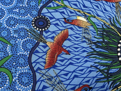 Australian Aboriginal Cotton Quilting Fabric by the YARD. M&S Textiles Yeerung Blue featuring Original Australian Aboriginal Art Design