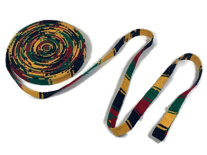 Hand Woven 1/2 Inch Wide Guatemalan Belt, Purse Strap, Sash by the YARD. Cotton Mayan Toto Belt Textile Rasta Colors Red/Green/Yellow/Black