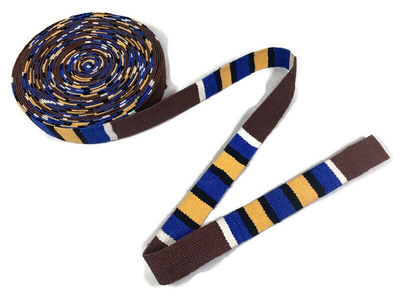 Hand Woven 1.25 Inch Wide Guatemalan Belt, Purse Strap, Sash Sold by the YARD. Cotton Mayan Toto Belt Textile in Brown/Blue/Tan/Black/White