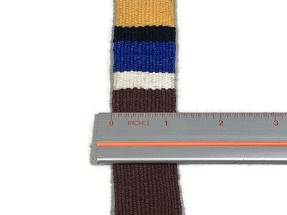 Hand Woven 1.25 Inch Wide Guatemalan Belt, Purse Strap, Sash Sold by the YARD. Cotton Mayan Toto Belt Textile in Brown/Blue/Tan/Black/White