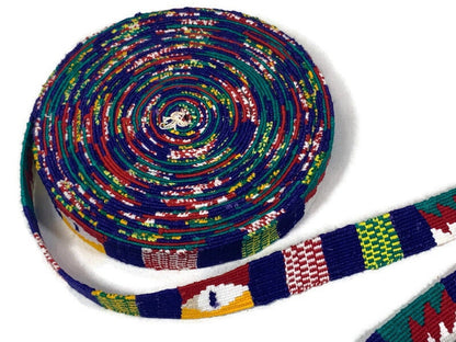 Hand Woven 1 inch Wide Guatemalan Belt, Purse Strap, Sash Sold by the YARD. Cotton Mayan Toto Belt Textile Purple/Red/Gold Extra Fancy Weave