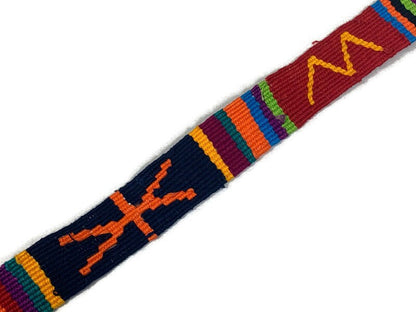 HandWoven 1.25" Wide Guatemalan Belt, Purse Strap, Sash, Trim Sold by the YARD. Cotton Mayan Toto Belt Gold & Red Extra Fancy Weave No White