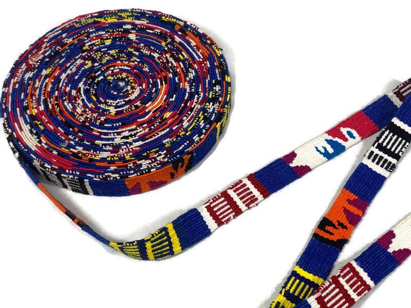 Hand Woven 3/4 Inch Wide Guatemalan Belt, Purse Strap, Sash Sold by the YARD. Cotton Mayan Toto Belt Textile in Royal Blue & Assorted Colors
