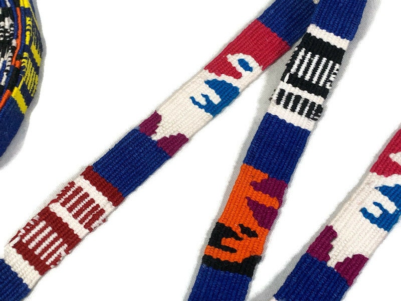 Hand Woven 3/4 Inch Wide Guatemalan Belt, Purse Strap, Sash Sold by the YARD. Cotton Mayan Toto Belt Textile in Royal Blue & Assorted Colors