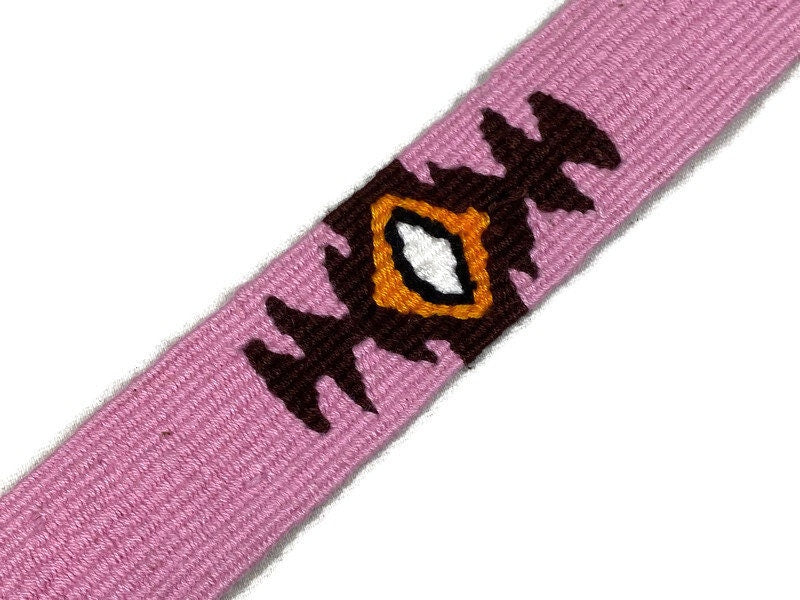 Hand Woven 1.25 Inch Wide Guatemalan Belt, Strap, Sash, Trim Sold by the YARD. Cotton Mayan Toto Belt Light Pink Starburst Assorted Colors