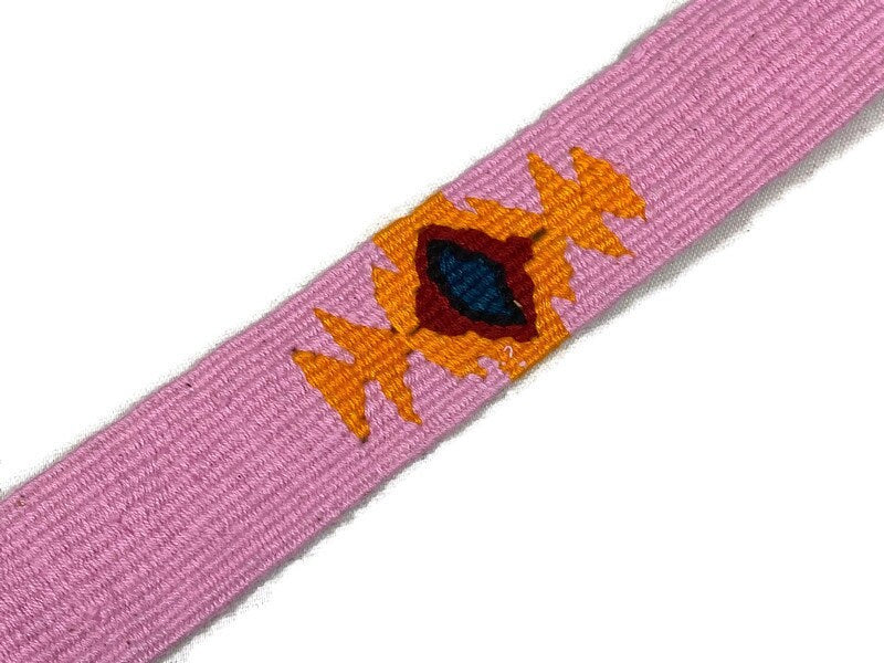 Hand Woven 1.25 Inch Wide Guatemalan Belt, Strap, Sash, Trim Sold by the YARD. Cotton Mayan Toto Belt Light Pink Starburst Assorted Colors