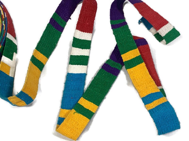 HandWoven 1.25 Inch Wide Guatemalan Belt, Purse Strap, Sash Sold by the YARD. Cotton Mayan Toto Belt Textile in Rugby Stripes Assorted Color