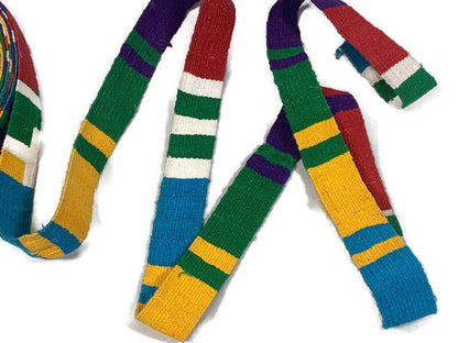 HandWoven 1.25 Inch Wide Guatemalan Belt, Purse Strap, Sash Sold by the YARD. Cotton Mayan Toto Belt Textile in Rugby Stripes Assorted Color