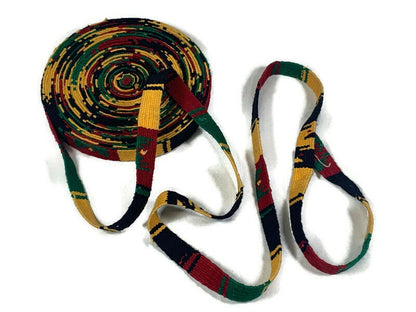 Hand Woven 1/2 Inch Wide Guatemalan Belt, Purse Strap, Sash by the YARD. Cotton Mayan Toto Belt Textile Rasta Colors Red/Green/Yellow/Black