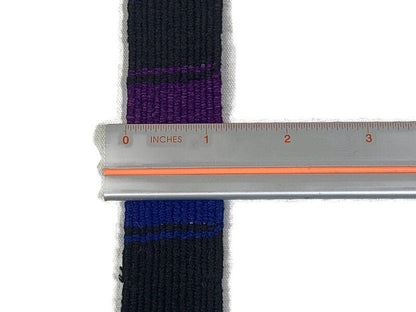 Hand Woven 1.25 Inch Wide Guatemalan Belt, Purse Strap, Sash Sold by the YARD. Cotton Mayan Toto Belt Textile in Purple, Royal Blue, Black.