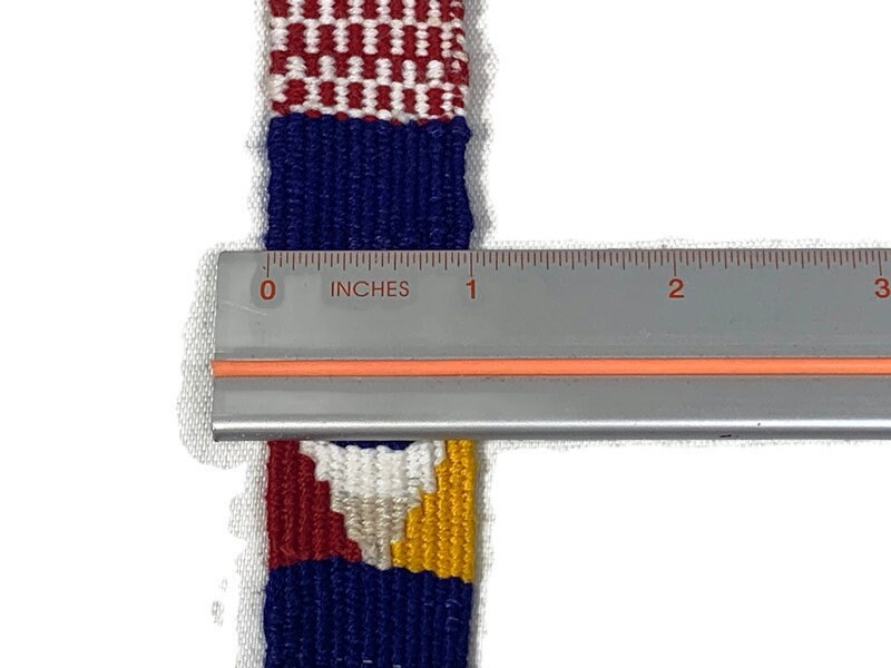 Hand Woven 1 inch Wide Guatemalan Belt, Purse Strap, Sash Sold by the YARD. Cotton Mayan Toto Belt Textile Purple/Red/Gold Extra Fancy Weave