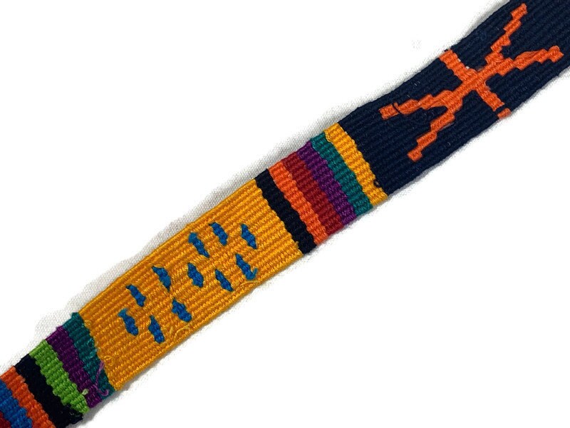 HandWoven 1.25" Wide Guatemalan Belt, Purse Strap, Sash, Trim Sold by the YARD. Cotton Mayan Toto Belt Gold & Red Extra Fancy Weave No White