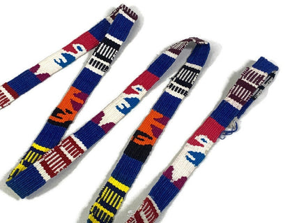 Hand Woven 3/4 Inch Wide Guatemalan Belt, Purse Strap, Sash Sold by the YARD. Cotton Mayan Toto Belt Textile in Royal Blue & Assorted Colors