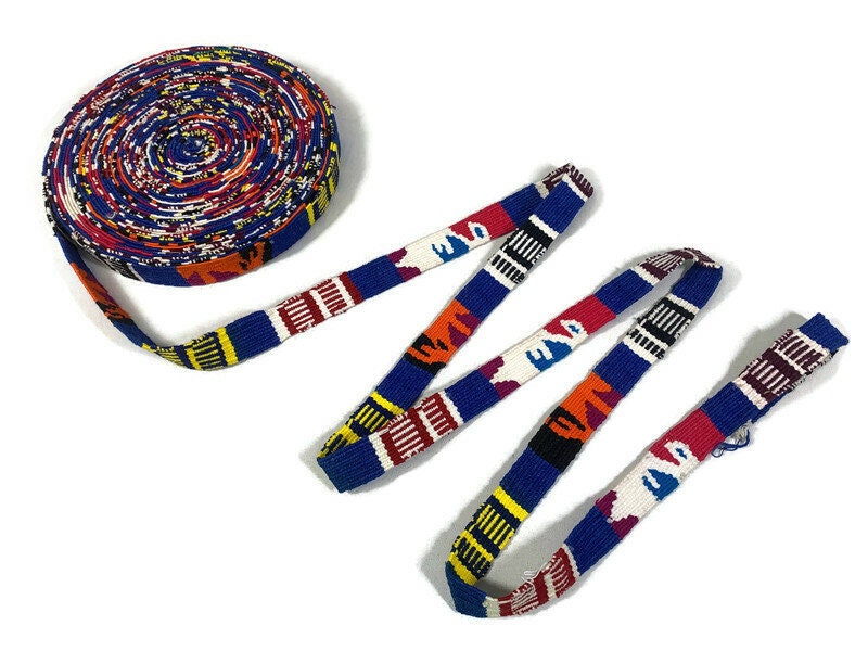 Hand Woven 3/4 Inch Wide Guatemalan Belt, Purse Strap, Sash Sold by the YARD. Cotton Mayan Toto Belt Textile in Royal Blue & Assorted Colors