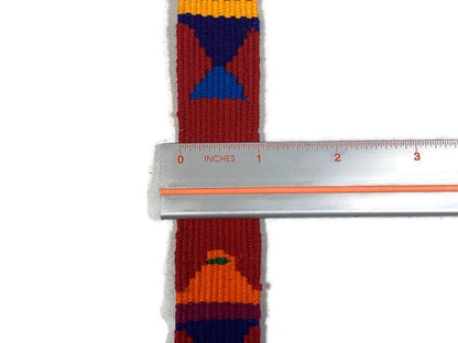 Hand Woven 1 Inch Wide Guatemalan Belt, Purse Strap, Sash, Trim Sold by the YARD. Cotton Mayan Toto Belt Red Tropical Fish Extra Fancy Weave