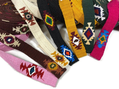 Hand Woven 1.25 Inch Wide Guatemalan Belt, Purse Strap, Sash, Trim Sold by the YARD. Cotton Mayan Toto Belt Green Starburst Assorted Colors