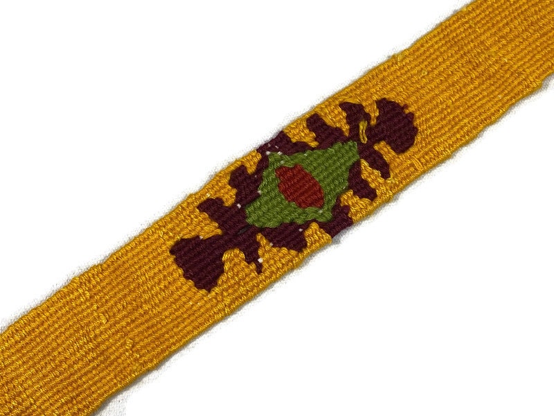 Hand Woven 1.25 Inch Wide Guatemalan Belt, Purse Strap, Sash, Trim Sold by the YARD. Cotton Mayan Toto Belt Yellow Starburst Assorted Colors