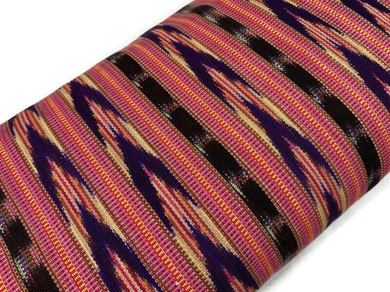 Guatemalan Handwoven Heavy Woven Bright Pink, Purple, Yellow Ikat
