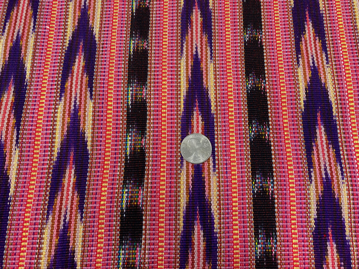 Guatemalan Handwoven Heavy Woven Bright Pink, Purple, Yellow Ikat