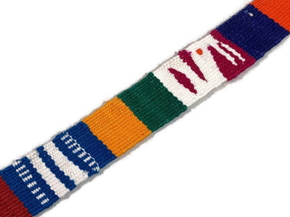 Hand Woven 1 Inch Wide Guatemalan Belt, Purse Strap, Sash Sold by the YARD. Cotton Mayan Toto Belt Textile in Rainbow Stripe Assort Color