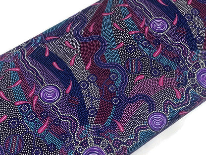 Australian Aboriginal Cotton Quilting Fabric by the YARD.  M&S Textiles Roaring Forties Purple. 100% Cotton Aboriginal Art Design Print.