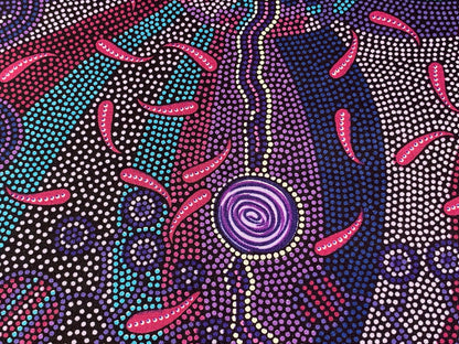Australian Aboriginal Cotton Quilting Fabric by the YARD.  M&S Textiles Roaring Forties Purple. 100% Cotton Aboriginal Art Design Print.