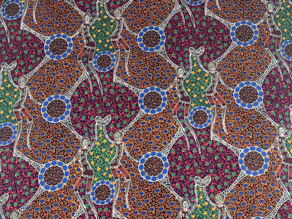 Australian Aboriginal Cotton Quilting Fabric by the YARD. M&S Textiles Women Dancing Near Waterhole. 100% Cotton Aboriginal Art Design Print
