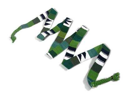 Guatemalan Hand Woven Belt in Olive Green, Black & White with Braided Tassel Ends. 1" Wide x 46" Long Cotton Mayan Toto Sash, Strap Textile.