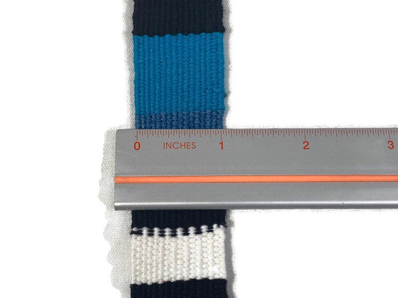Guatemalan Hand Woven Belt in Turquoise Blue, Black & White, Braided Tassel Ends. 1" Wide x 46" Long Cotton Mayan Toto Sash, Strap Textile.