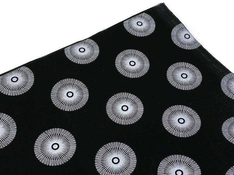 South African Shweshwe Fabric by the YARD. DaGama 3 Cats Black & White Ferris Wheels. 100% Cotton Fabric for Quilts, Apparel, Home Decor