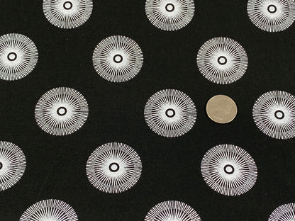 South African Shweshwe Fabric by the YARD. DaGama 3 Cats Black & White Ferris Wheels. 100% Cotton Fabric for Quilts, Apparel, Home Decor