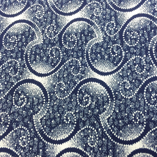 South African Shweshwe Fabric by the  YARD. Da Gama Three Cats Indigo Large Snaking Swirls. Blue/White Cotton Fabric for Quilting & Apparel